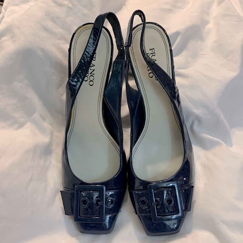 Patent Leather Navy Sling Back Heels from Franco Sarto size 9.5 like new!